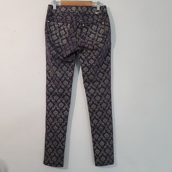 DL1961 Emma Legging Skinny Jeans Ornate Demask Purple Gold Size 25 - Picture 6 of 16
